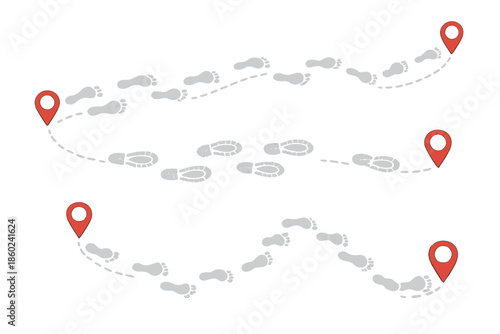 Footprint Paths Connecting Location Pins