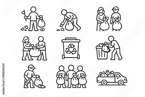 Cleanup and Recycling Icons Set
