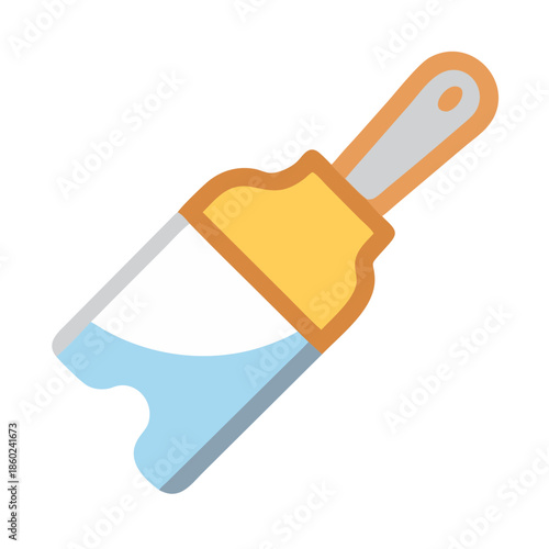 Paint brush with light blue paint on black background