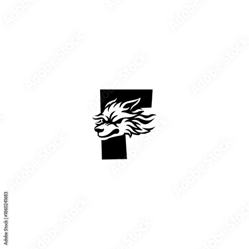 Wild Wolf Head Letter F Logo ...