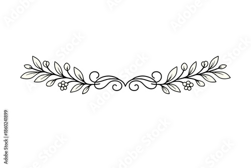 Elegant floral divider with leaves and flowers