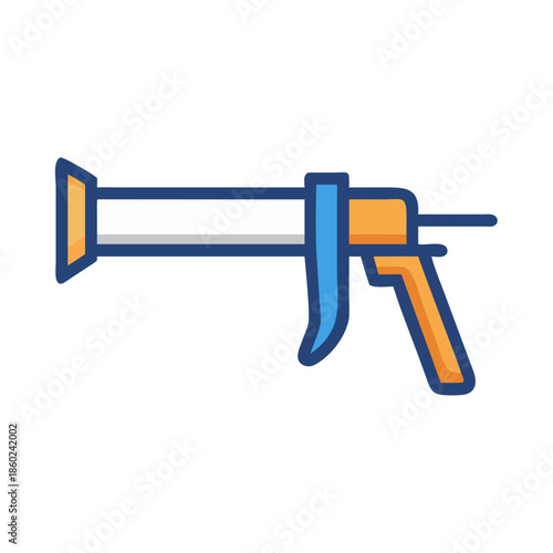 Cartoon caulk gun illustration on a black background