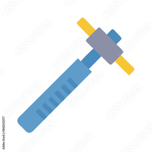 Blue and Yellow Medical Hammer Tool on Black Background