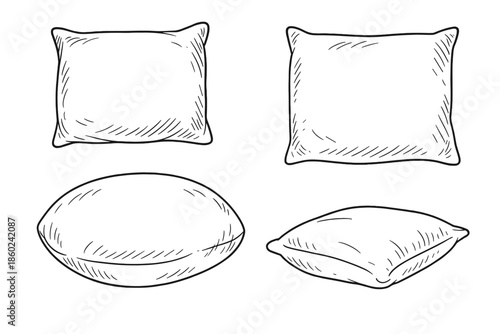 Four Hand-Drawn Pillows in Different Styles