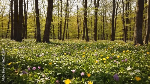 Wallpaper Mural Forest landscape with green grass and trees Torontodigital.ca