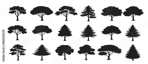  collection of black tree silhouettes in style featuring 