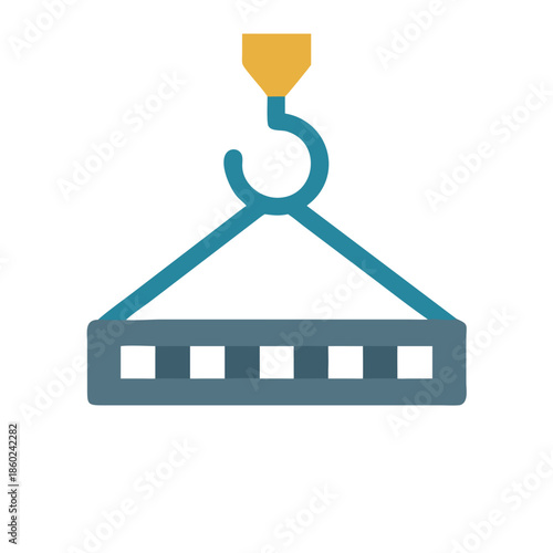 Crane lifting block with hook illustration on black background