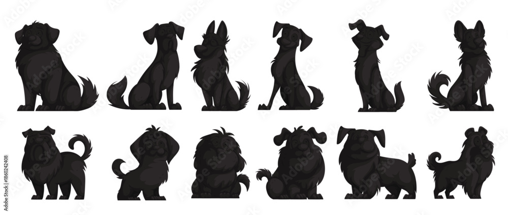 Φωτογραφία cute brown dogs set cartoon characters of dogs or puppies