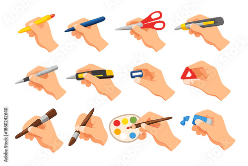 Hands Holding School and Art Supplies