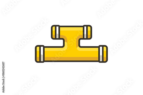 Yellow T-pipe fitting on a gradient background