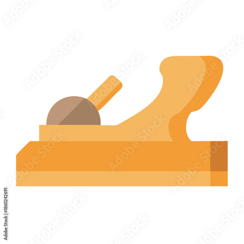 Flat illustration of carpentry hand plane tool on black