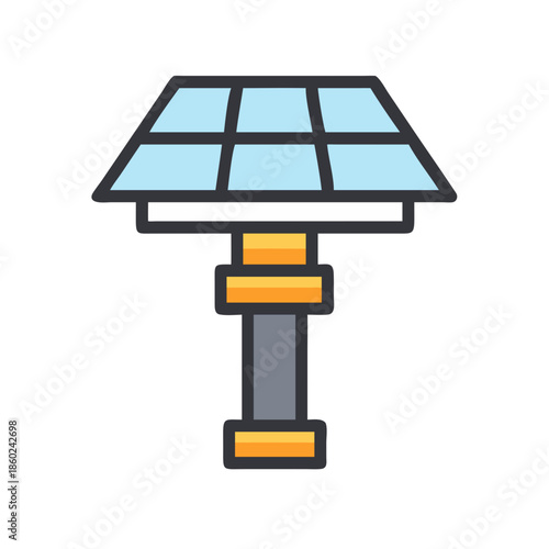 Stylized icon illustration of a solar panel structure