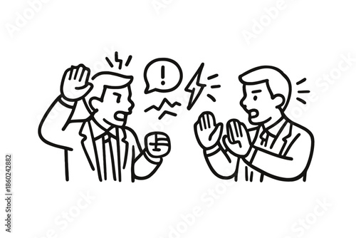 Two businessmen arguing during a tense meeting