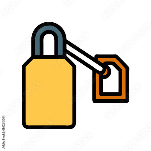Stylized yellow padlock with blue shackle on black background