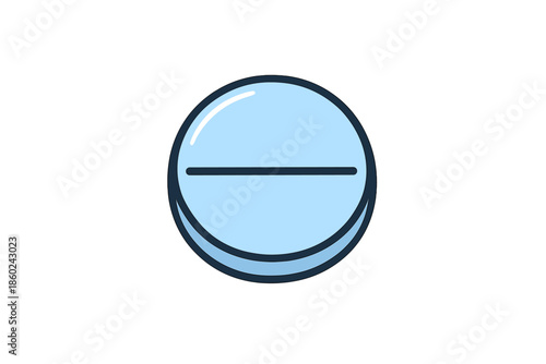 Light blue pill with a dark line across it on a gray gradient background