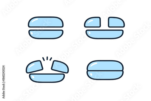 Four Pill Icons with Variations