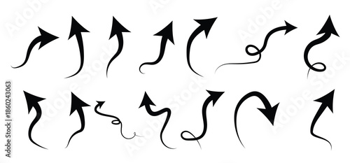  flat style curved arrow icon collection isolated different