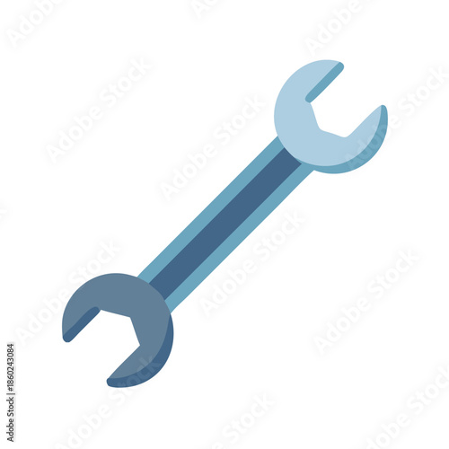 Isolated light blue wrench on the black background image