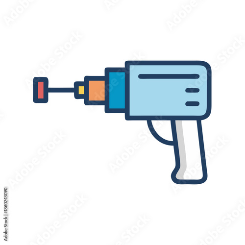 Cartoon ray gun with futuristic design on black background