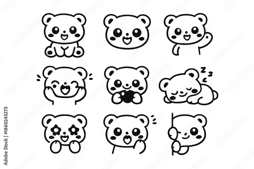 Obraz premium Cute Panda Emote Pack