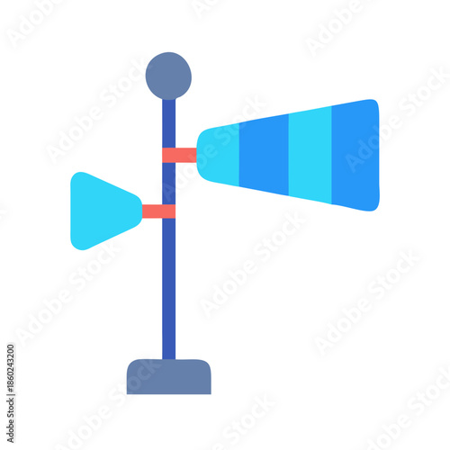 Blue wind direction indicator on a black background