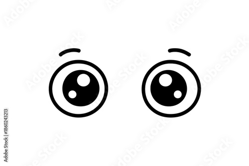 Cartoon Eyes with Subtle Glow on Gray Background