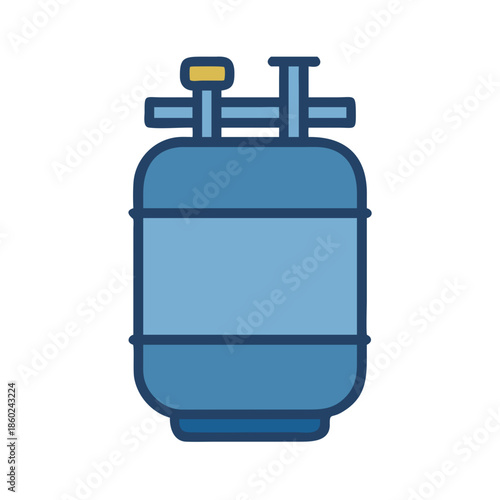 Simple stylized blue gas cylinder icon on black background