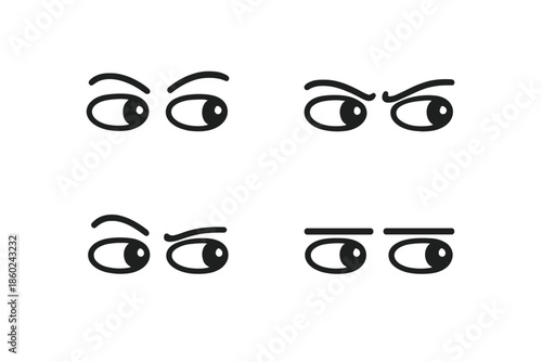 Four pairs of cartoon eyes with different expressions