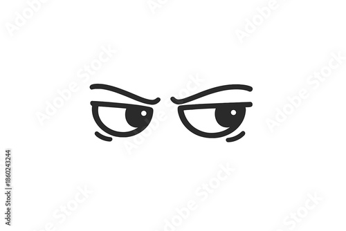 Close-up of suspicious cartoon eyes on a gray background