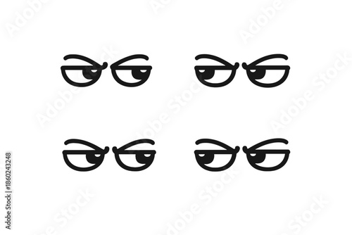 Four pairs of cartoon eyes on a gray background