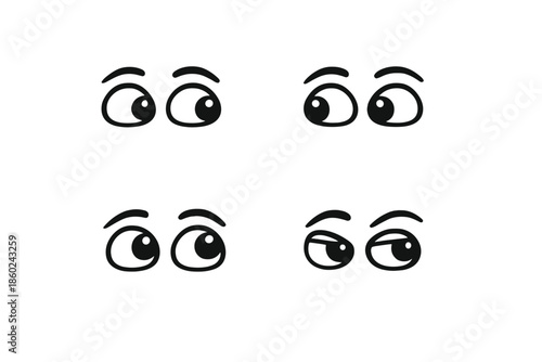 Four Pairs of Cartoon Eyes Looking in Different Directions
