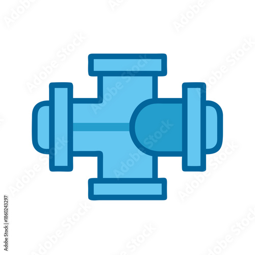 Blue plumbing pipe fitting icon isolated on black background