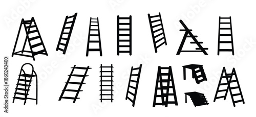 ladder icons set cartoon style