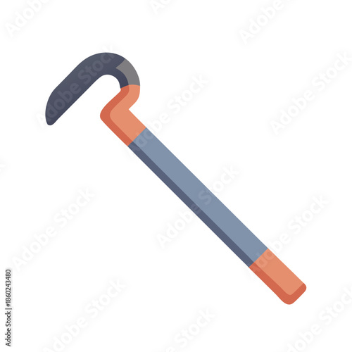 Isolated simplistic crowbar graphic on black background studio shot