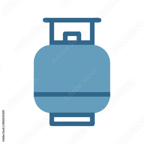Blue gas cylinder illustration with black background in flat style
