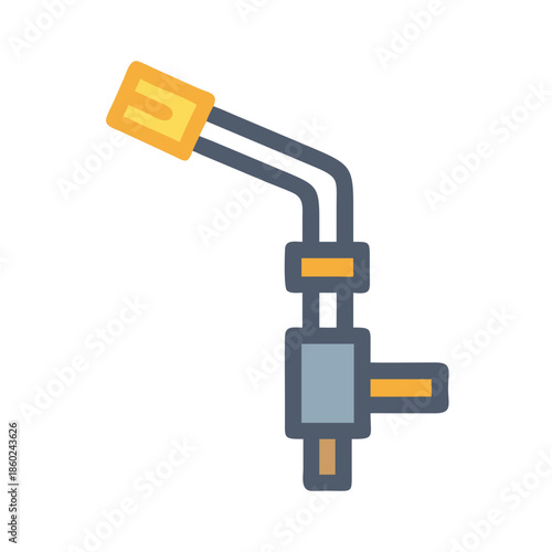 Stylized blow torch illustration with black background and outlines