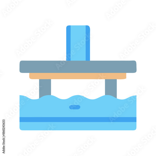 Simple illustration of a pier over water on black background