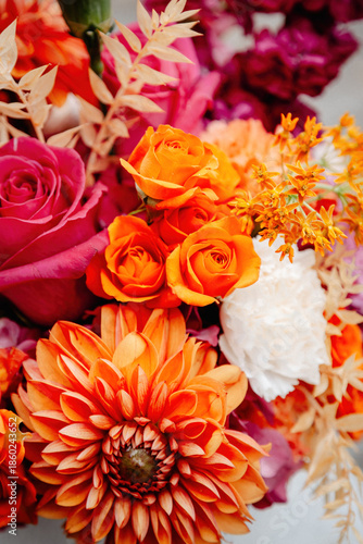 Elegant Wedding Floral Decoration in Summer, Beautiful Floral Arrangement for a Marriage Ceremony in Natural Light