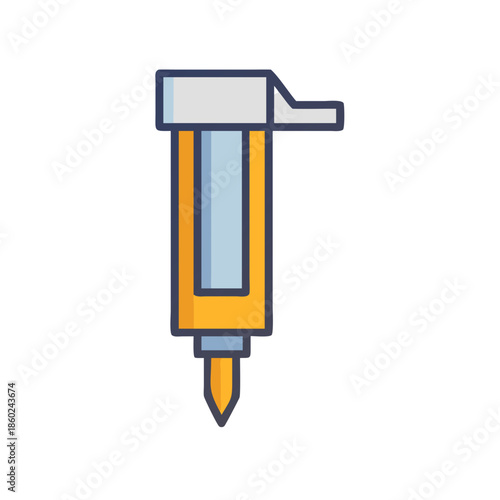 Jackhammer tool flat illustration with blue and orange colors