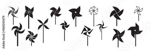  pinwheel silhouette white background 