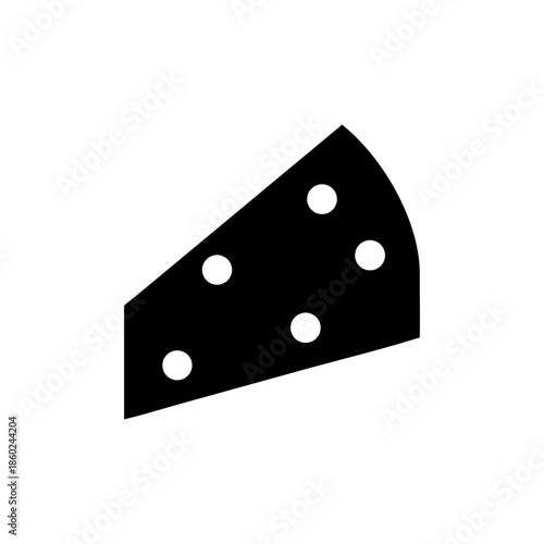 Simple cheese pictogram with triangular wedge and round holes On white Background Vector illustration