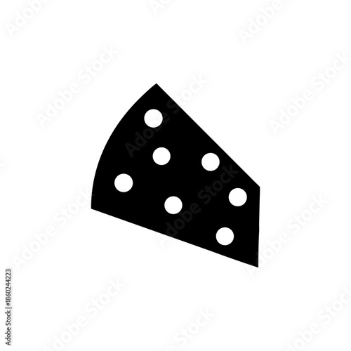 Triangular cheese wedge pictogram with holes in minimal food icon style On white Background Vector illustration