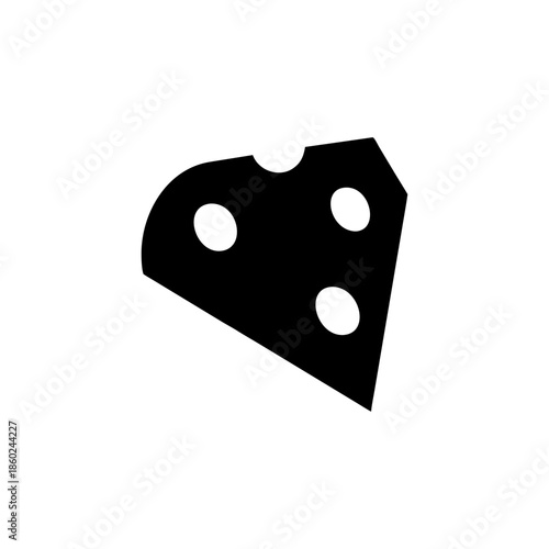 Single solid black cheese wedge triangle icon with strong minimal design On white Background Vector illustration