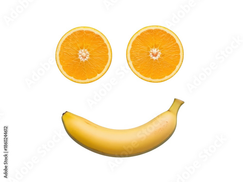 Wallpaper Mural Smiling face made from orange slices and banana on transparent background Torontodigital.ca