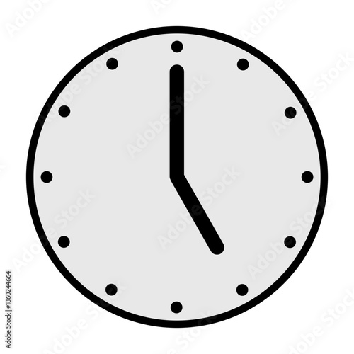 グレー時計のアイコン、ピクトグラム、イラスト、シンプル