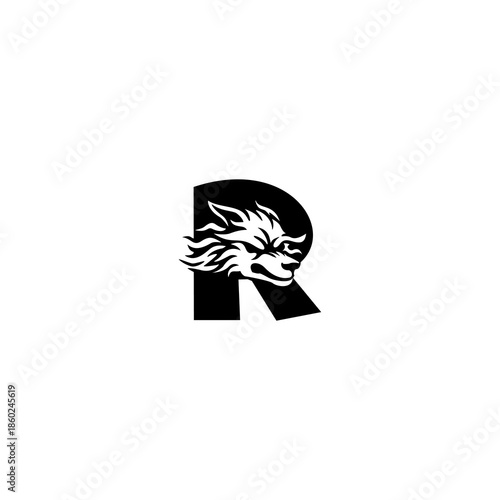 Wild Wolf Head Letter R Logo ...