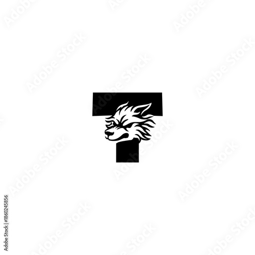 Wild Wolf Head Letter T Logo ...