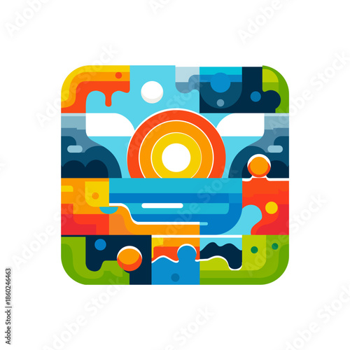 Vibrant Geometric Landscape Icon