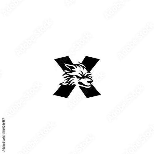 Wild Wolf Head Letter X Logo ...