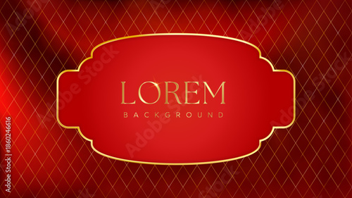 Red Gold Christmas red price tag. Vintage luxury frame